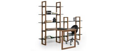 Barton: Dark Walnut | Shelves: White