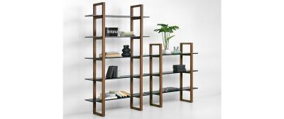 Barton: Dark Walnut | Shelves: White