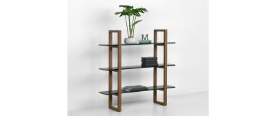 Barton: Dark Walnut | Shelves: White