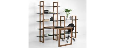 Barton: Dark Walnut | Shelves: White