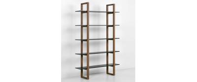 Barton: Dark Walnut | Shelves: White