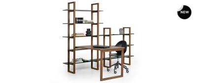 Barton: Dark Walnut | Shelves: White